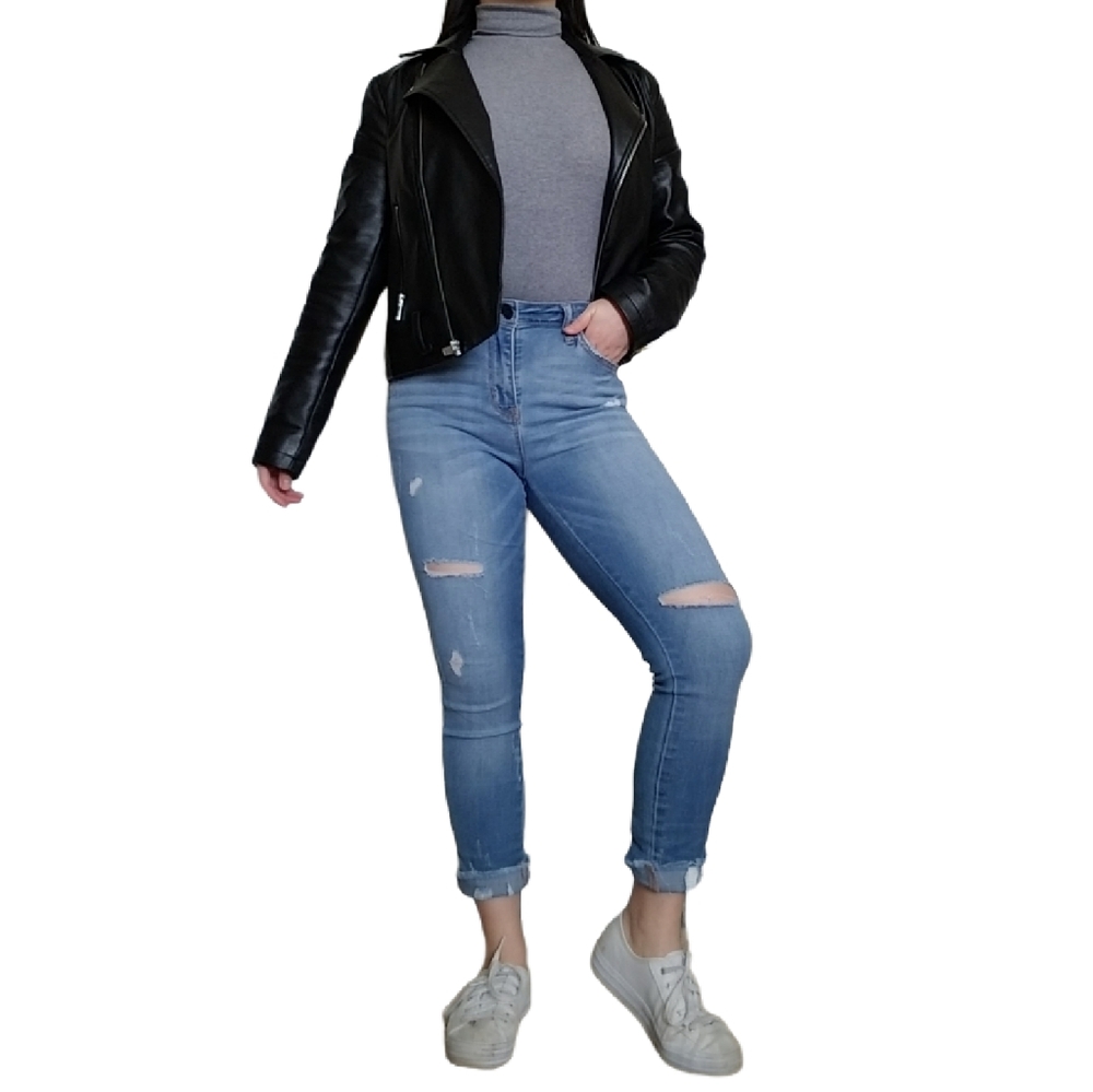 Distressed Light Wash High-Waisted Jeggings